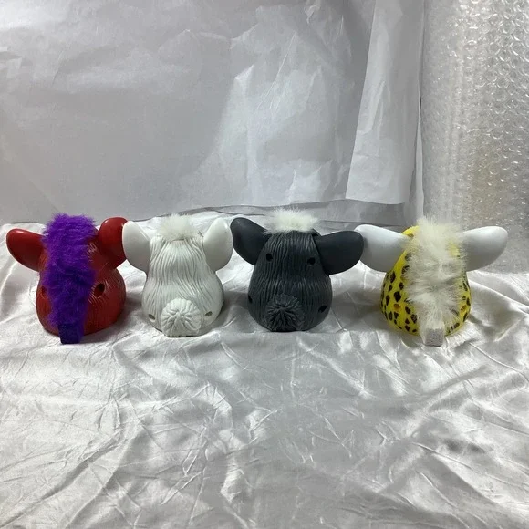 Vintage 1999 McDonalds Furby Happy Meal Toy Lot of 4 Red White Black Leopard - Picture 3 of 5